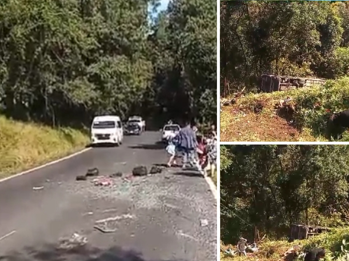 Pasajeros viven momentos de terror tras caída de autobús en Huauchinango
