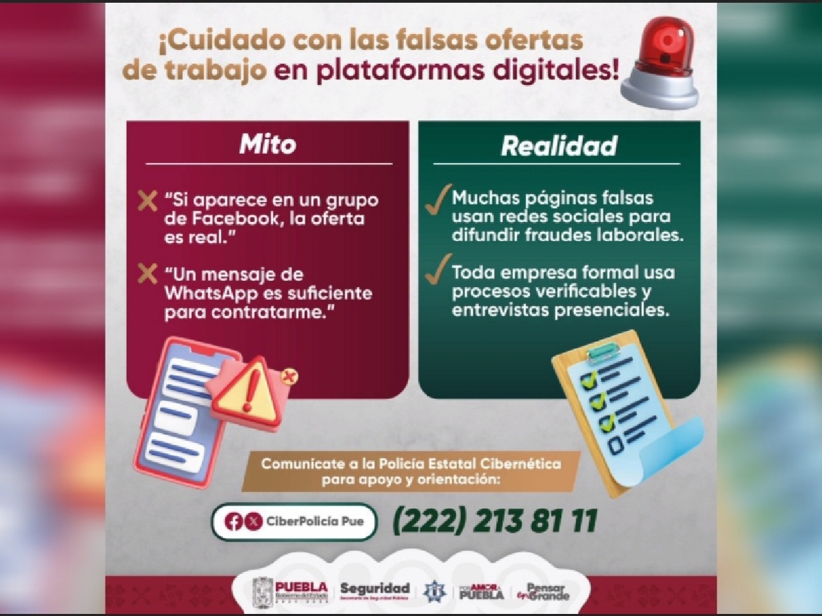 Emite SSP recomendaciones ante ofertas de empleo falsas en plataformas digitales