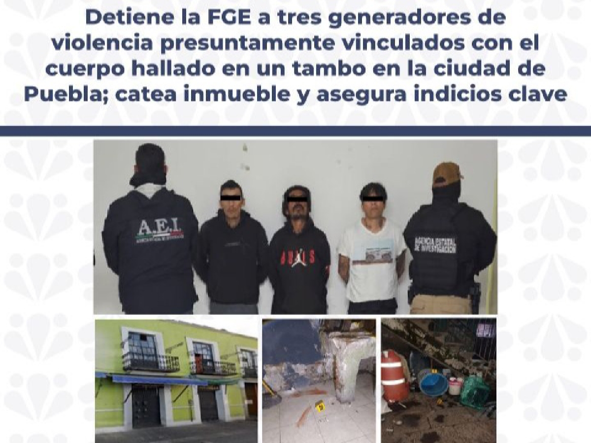 Capturan a tres presuntos responsables de entambado en el Mercado 5 de Mayo