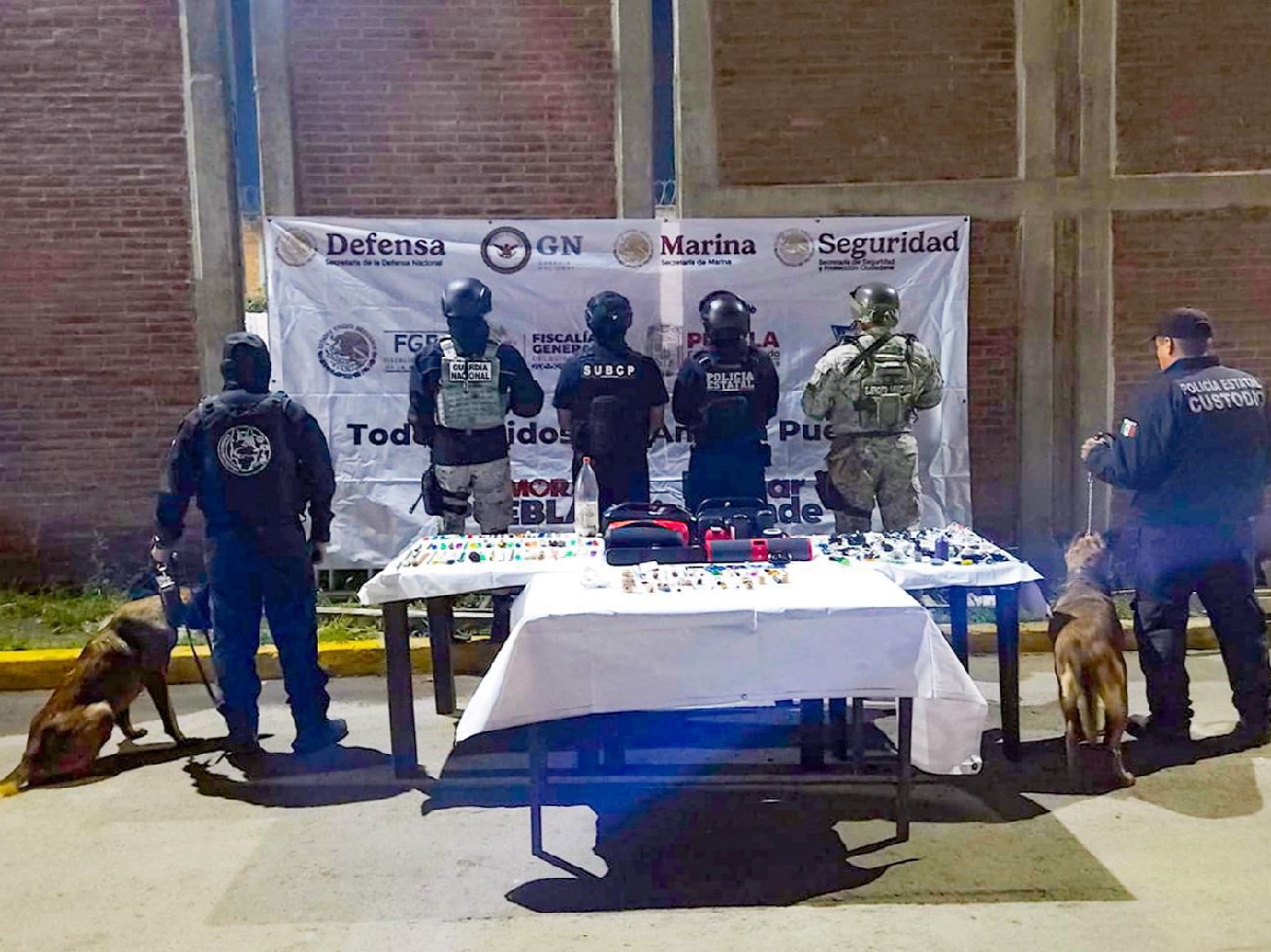 Realizan DEFENSA, Guardia Nacional y SSP operativo en el penal de Puebla
