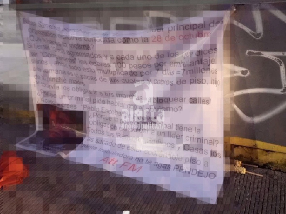 Amenanzan a líder de la UPVA con una narcomanta