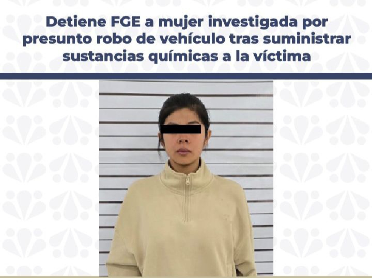 Detienen a mujer que drogó a su víctima para robarse un auto
