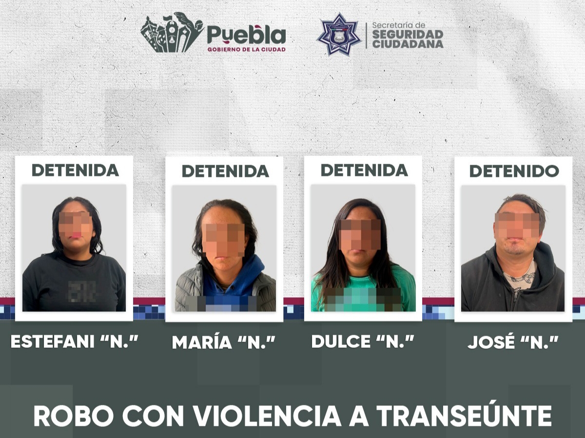 Asegura SSC a cuatro personas como presuntas responsables de robo a transeúnte