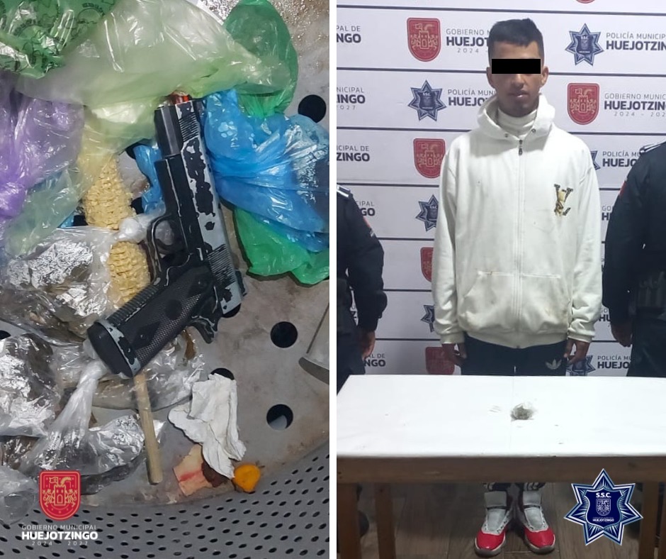 Refuerza SSC de Huejotzingo la seguridad: asegura armas, droga y vehículos robados en diversos operativos 