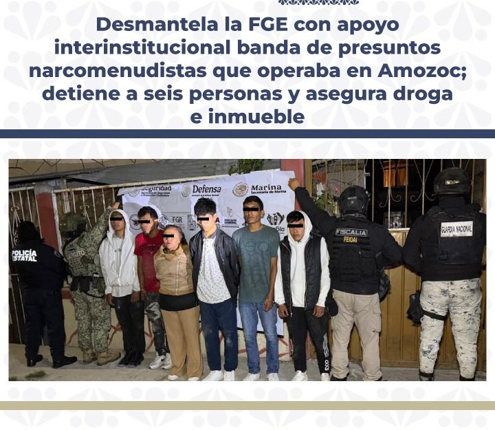 Detienen a 6 narcomenudistas en Amozoc