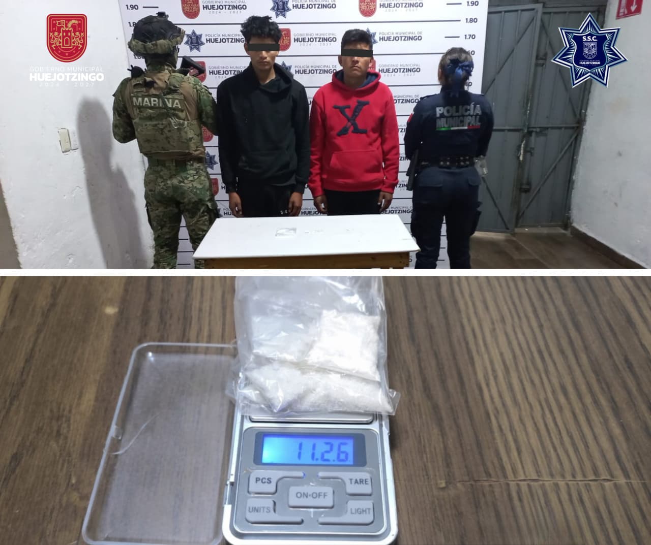 SSC de Huejotzingo detiene a presuntos responsables de intentar quemar tienda de conveniencia y al líder de “Los Pañales”