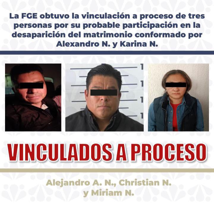Avanza vinculación a proceso de los homicidas de Alexandro y Karina