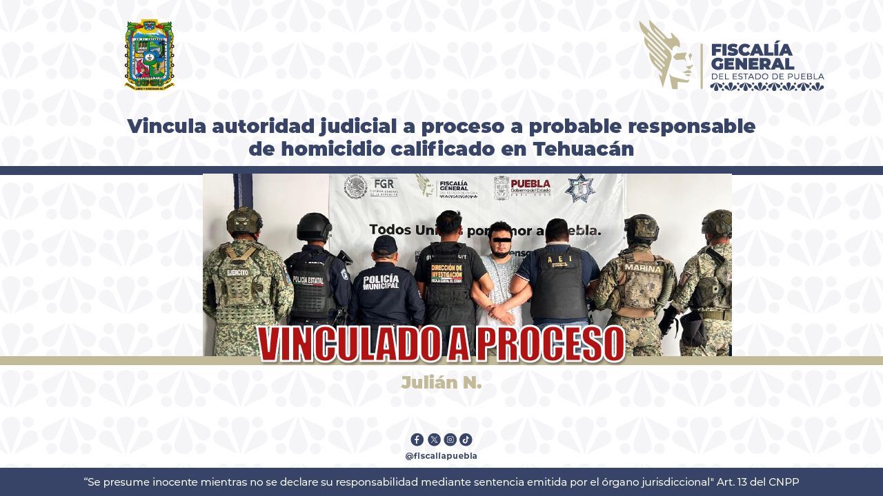 Vinculan a presunto homicida calificado en Tehuacán