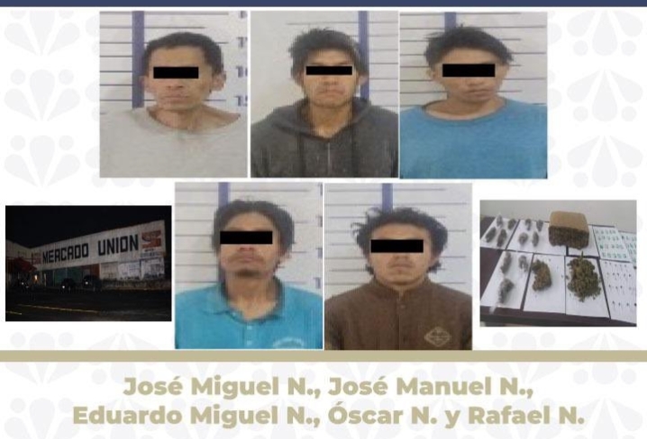 Ejecuta FGE cateo en Mercado La Unión y detiene a cinco personas con órdenes de aprehensión